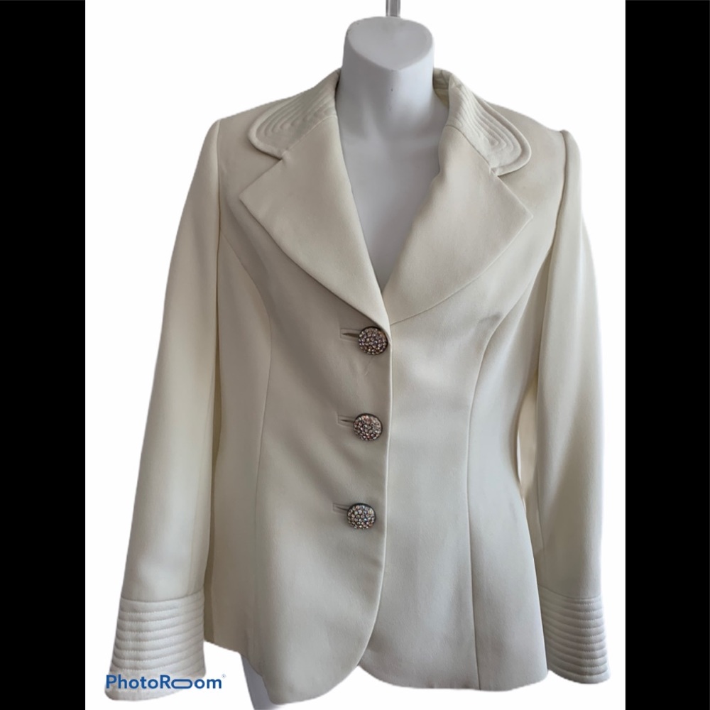 Frascara Embellished Cream 2 Piece Skirt Suit - Picture 9 of 14